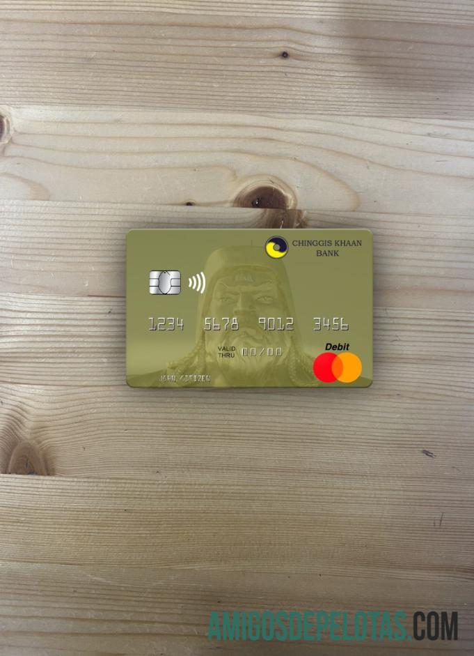 Mongólia Chinggis Khaan Bank Mastercard Photolook Front exemplo real